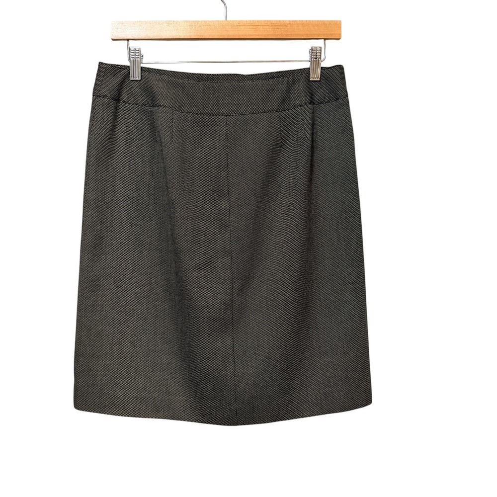 Ann Taylor Brown Black Micro Texture Button Front A-Line Skirt Women Size 4 - Picture 2 of 4